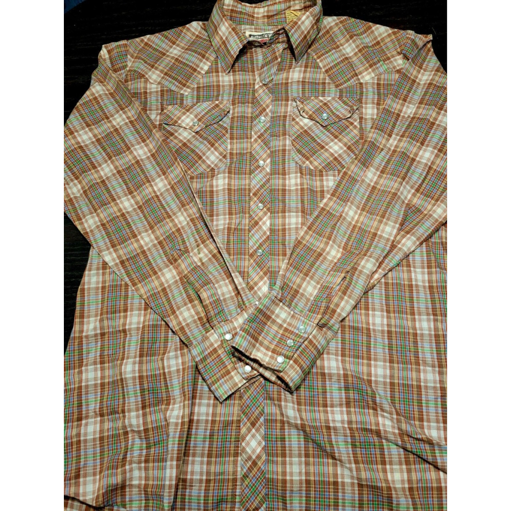 Youngbloods Shirt XL Tall Authentic Western Pearl Snap Vintage Plaid Long Sleeve